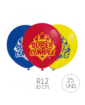 GLOBOS IMPRESOS R12 SUPER CUMPLE SET25U /100