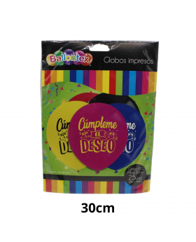 GLOBO ESTAMP CUMPLEMEELDESEO R12 30CM SET25U /100