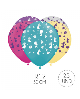 GLOBO ESTAMP SIRENA MIX COLOR R12 30CM SET25U /100
