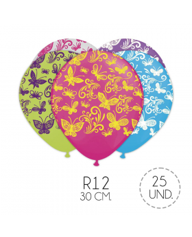 GLOBO ESTAMP MARIPOSAS R12 30CM SET25U /100