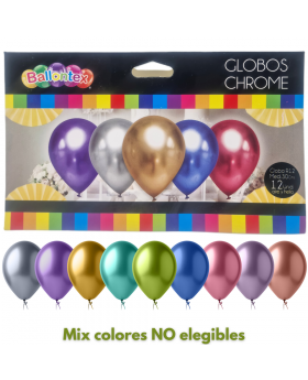 GLOBO CHROME MIX SURTIDO R12 30CM SET12U /100