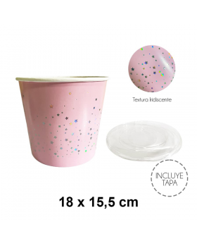 BALDE CARTON CON TAPA ROSA PASTEL IRIDISCENTE /300