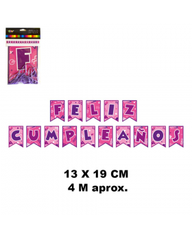 BANNER FELIZ CUMPLEAÑOS ROSADO MINI /200