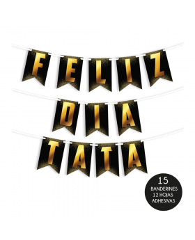 KIT 15 BANDERINES 12 HOJAS STICKERS LETRAS TATA/70