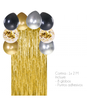 GLOBO ARCO CORTINA FIESTA MIX FOIL KIT10P /100