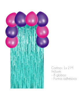 GLOBO ARCO CORTINA FIESTA SIRENA KIT10P /100