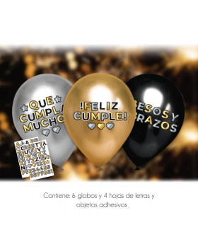 GLOBO LETRAS ADHESIVAS FIESTA KIT11P /200