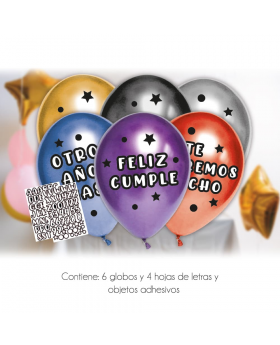 GLOBO LETRAS ADHESIVAS COLORES CROME KIT11P /200