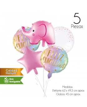 GLOBO FOIL ELEFANT GIRL KIT5P /300