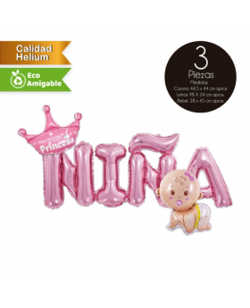 GLOBO FOIL BABY SHOWER NIÑA KIT3P /300