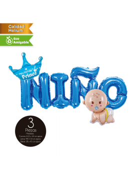 GLOBO FOIL BABY SHOWER NIÑO KIT3P /300