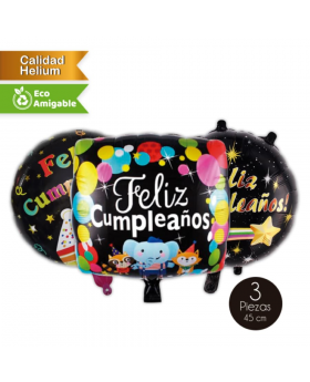 GLOBO ALLOY CUMPLEAÑOS BLACK 45CM SET3U /300