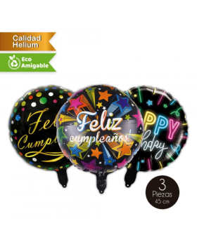 ST 3UN GLOBOS ALLOY FELIZ CUMPLE FASHION /300