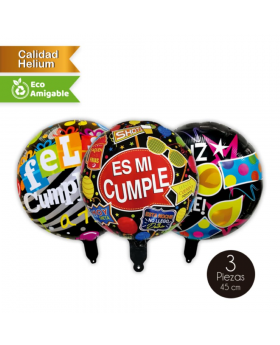 GLOBO ALLOY ES MI CUMPLE 45 CM SET3U /300