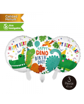 GLOBO ALLOY CUMPLEAÑOS DINO 45 CM SET3U /300