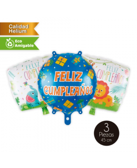 GLOBO ALLOY CUMPLEAÑOS SQUARE 45 CM SET3U /300