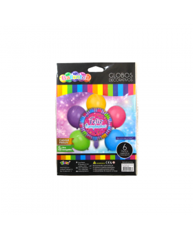 GLOBOS BOUQUET ALLOY FELIZ CUMPLE COLORS KIT6P/300