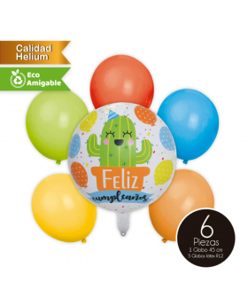 GLOBOS BOUQUET ALLOY LATEX CUMPLE CACTUS KIT6P/300