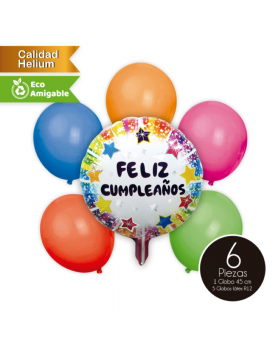 GLOBOS BOUQUET ALLOY LATEX CUMPLE STARS KIT6P /300