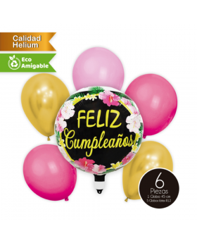 GLOBOS BOUQUET ALLOY LATEX CUMPLE FLOR KIT6P /300