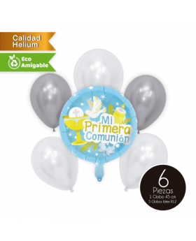 GLOBOS BOUQUET ALLOY LATEX COMUNION BOY KIT6P /300