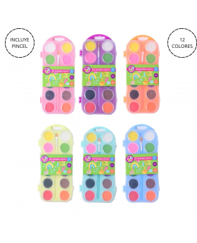 ACUARELA 12 COLORES PASTEL CON PINCEL /144
