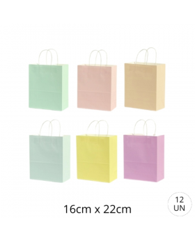 BOLSA PAPEL KRAFT PASTEL 16X22CM/600