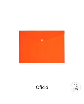 SOBRE PLASTICO OFICIO CON BROCHE NARANJA /600