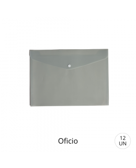SOBRE PLASTICO OFICIO CON BROCHE GRIS /600
