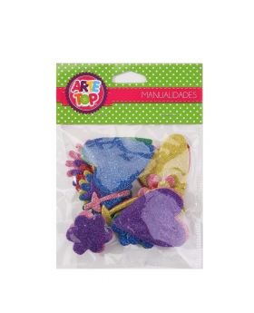 GOMA EVA GLITTER FIGURAS FLORES /240