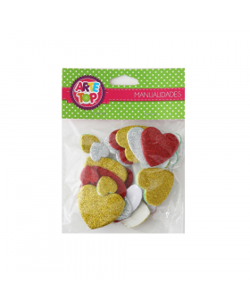 GOMA EVA GLITTER FIGURAS CORAZONES /240