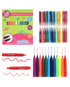 MARCADORES DOBLE PUNTA 12 COLORES /96