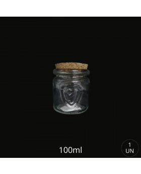 FRASCO VIDRIO CANDY CORAZON TAPA CORCHO 100ML /120