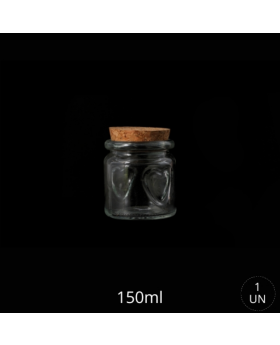 FRASCO VIDRIO CANDY CORAZON TAPA CORCHO 150ML /120