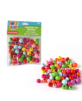 CUENTAS DE MADERA MIX COLOR /300