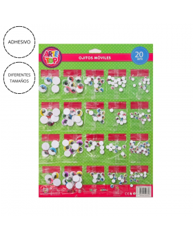 OJOS LOCOS ADHESIVOS COLORES PESTAÑAS SET20U /100