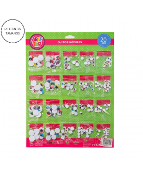 OJOS LOCOS ADHESIVOS COLORES PESTAÑAS SET20U /100