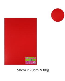 PAPEL LUSTRE ROJO 50x70CM 80G SET10U /60
