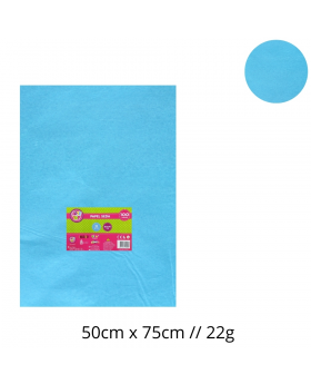 PAPEL SEDA CELESTE 50x75CM 22G SET100U /25