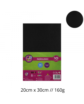 PAÑO LENCI NEGRO 20x30CM 160G SET10U /100