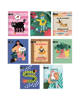 CUADERNO UNIV TAPA DURA 7MM 100H CRAZY PETS /48
