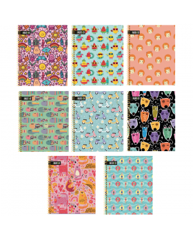 CUADERNO UNIV TAPA DURA 7MM 100H FUNNY PATTERN /48
