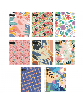 CUADERNO UNIV TAPA DURA 7MM 100H FLORAL /48