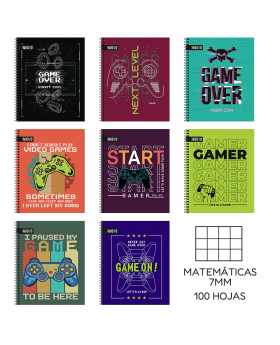 CUADERNO UNIV TAPA DURA 7MM 100H GAMER /48