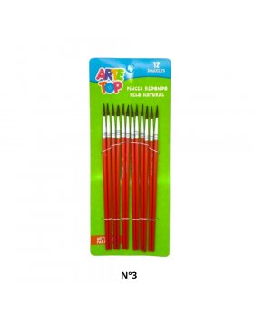 PINCEL REDONDO PELO NATURAL SET 12UN #3/360