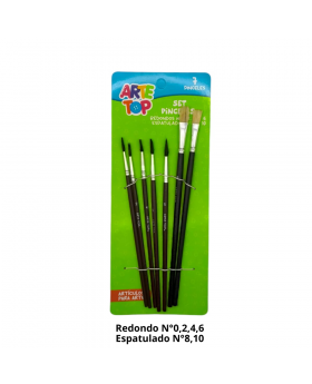 PINCELES REDONDOS Y ESPATULADOS SET 7 UN/240