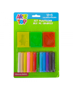 PLASTICINA 12 COLORES INCL 3 MOLDES /96