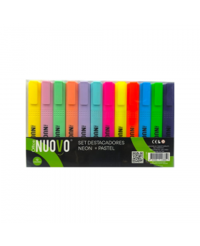 DESTACADORES NEON PASTEL SQUARE SET 12 COLORES/96