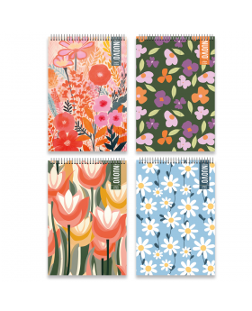 CROQUERA OFICIO DOBLE ESPIRAL FLOWERS 70G 80H /40