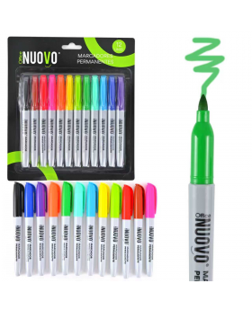 PLUMONES PERMANENTES COLORES SET 12 NUOVO /72